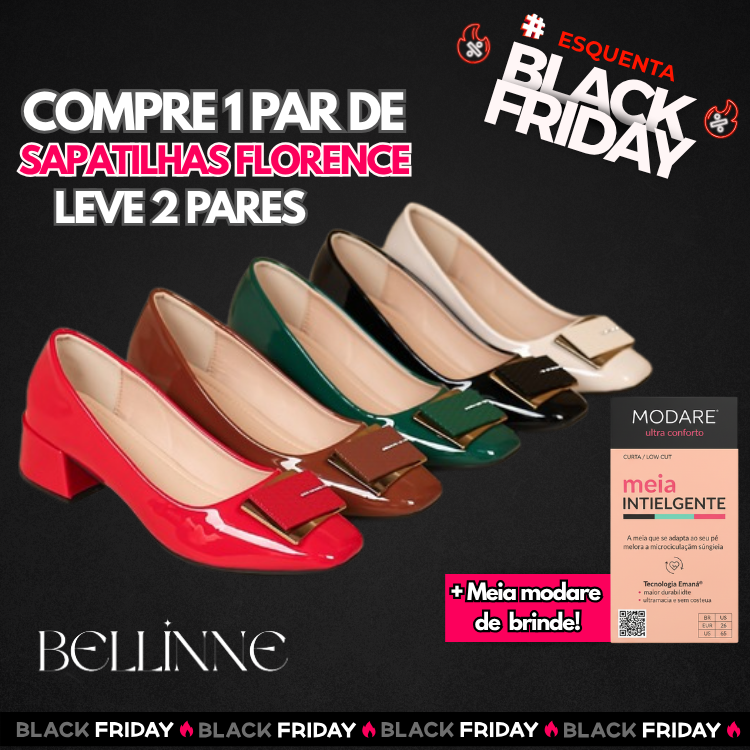 (LEVE 2 PAGUE 1) Sapatilha Ortopédica Florence - Diga Adeus as Dores nos Pés - ESQUENTA BLACK + Brinde